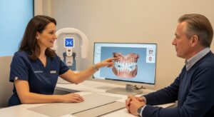 Dental implant consultation in a professional setting