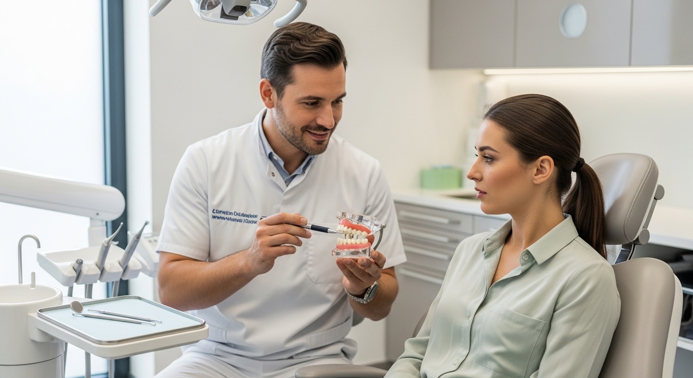 Dentist consulting a patient in Meridian about gum disease